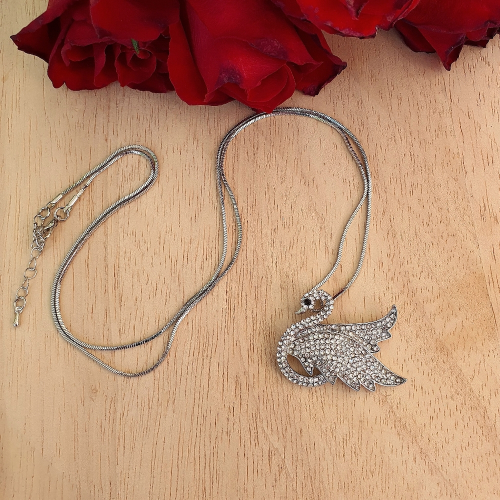 Swan Diamante Long Necklace - Picture 4 of 9